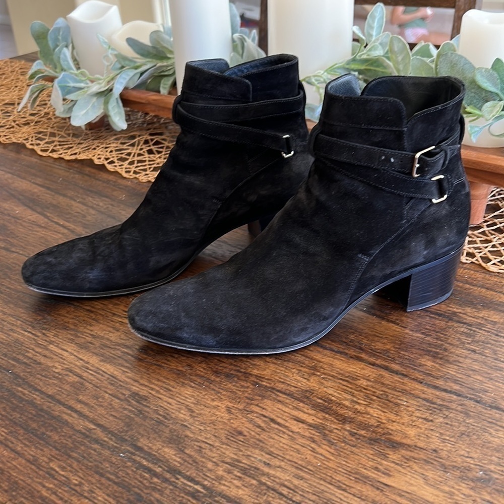 SAINT LAURENT
Suede Jodhpur Calfskin Blake Ankle Boots size 42 color black - Picture 15 of 16